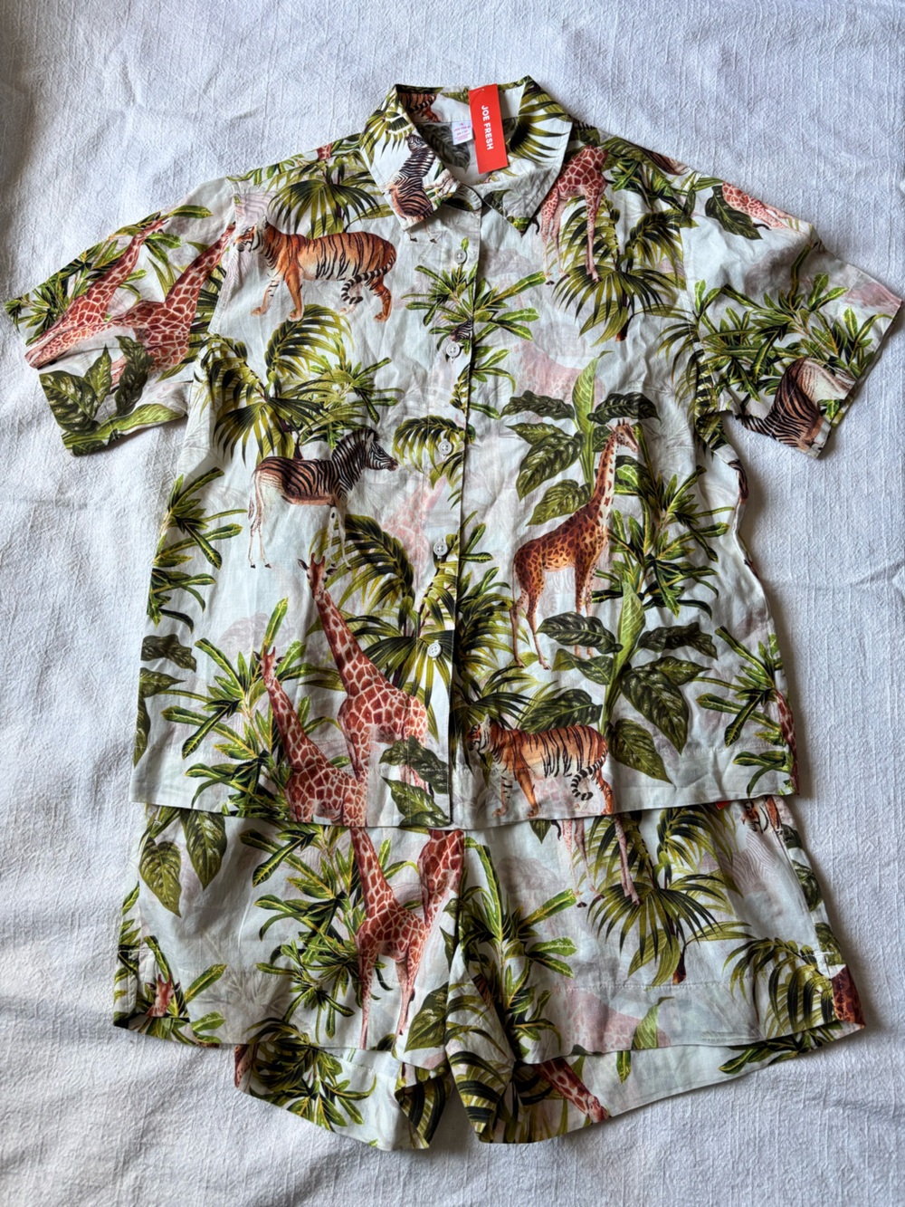 Joe Fresh Tropical Zebra Print Shirt and Short Set XS